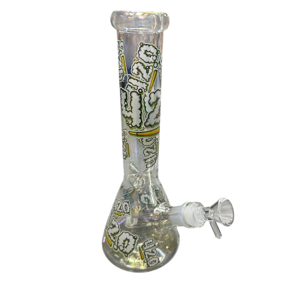 10" GLOW IN THE DARK BEAKER GLASS WATER PIPE #CH006