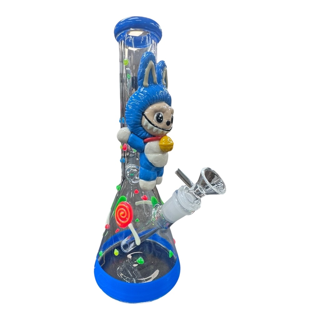 10" GLOW IN THE DARK CANDY BUNNY BEAKER GLASS WATER PIPE ASSORTED DESIGNS #TZ224