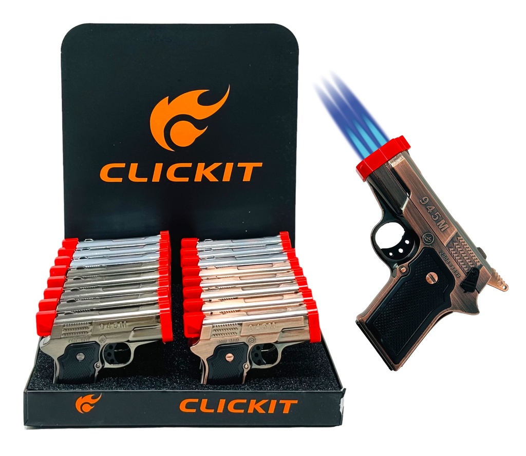 CLICKIT PISTOL TRIPLE TORCH LIGHTER GH-10260-3 BOX OF 16