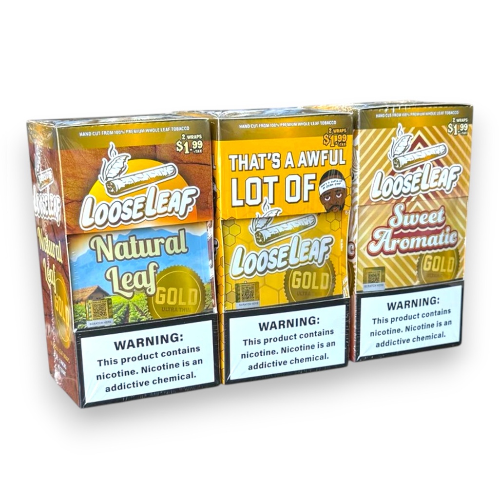 LOOSE LEAF GOLD ULTRA THIN WRAPS 2CT BOX OF 20