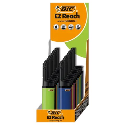 BIC EZ REACH LIGHTERS ASSORTED COLORS BOX OF 20