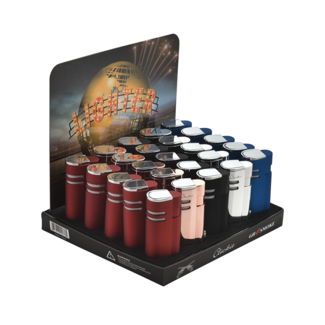 FLIP TOP TRIPLE TORCH LIGHTER MIX COLOR GH-10868 BOX OF 25
