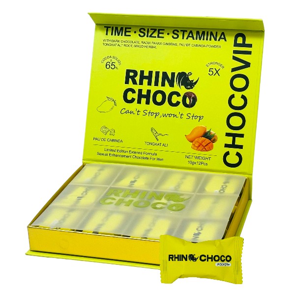 GOLD RHINO CHOCO VIP SEXUAL ENHANCEMENT CHOCOLATE MANGO 10G BOX OF 12
