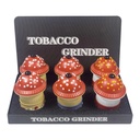 TOBACCO GRINDER MUSHROOM DESIGN 4 PARTS #GR342 BOX OF 6