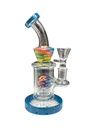 7" STRAIGHT WIG WAG PERC VENT GLASS BONG ASSORTED COLORS