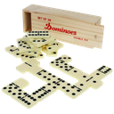 DOMINOES DOUBLE SIX WOOD BOX SET OF 28