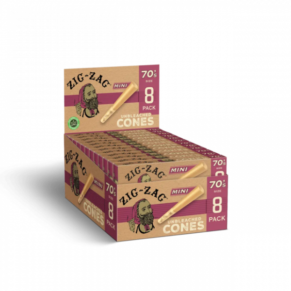 zig zag 70’s Mini Unbleached Cones 8ct – 18 Box